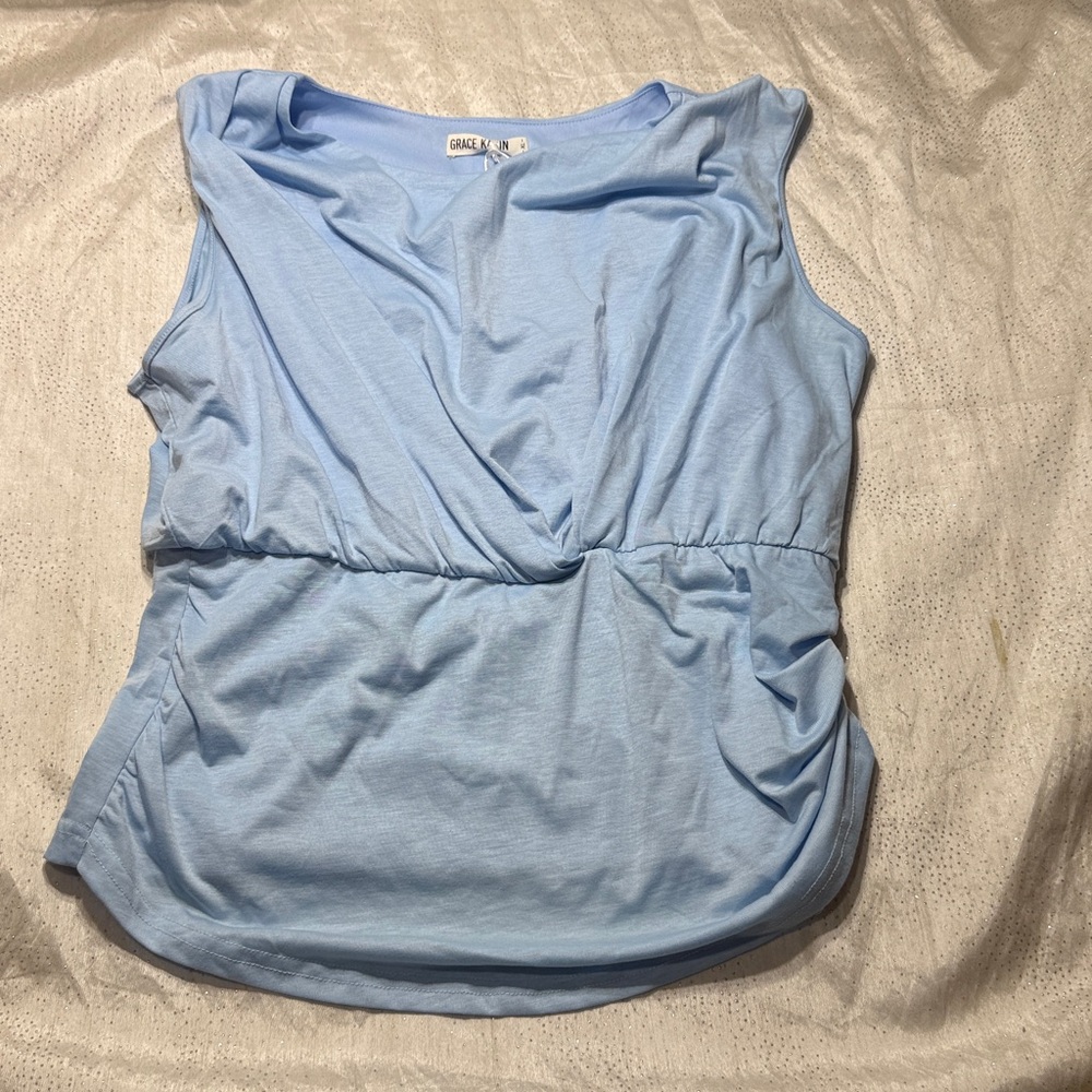 Grace Karin Light Blue Sleeveless Top for women size XL - Picture 3 of 6